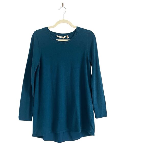 Soft Surroundings Sirena Knit tunic Wool alpaca Sz small Poseidon Blue Preppy - Picture 2 of 10